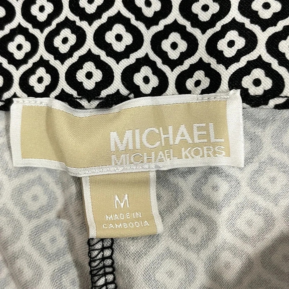 MICHAEL Michael Kors Pull On Ankle Pants Black White Trellis M - Picture 11 of 12